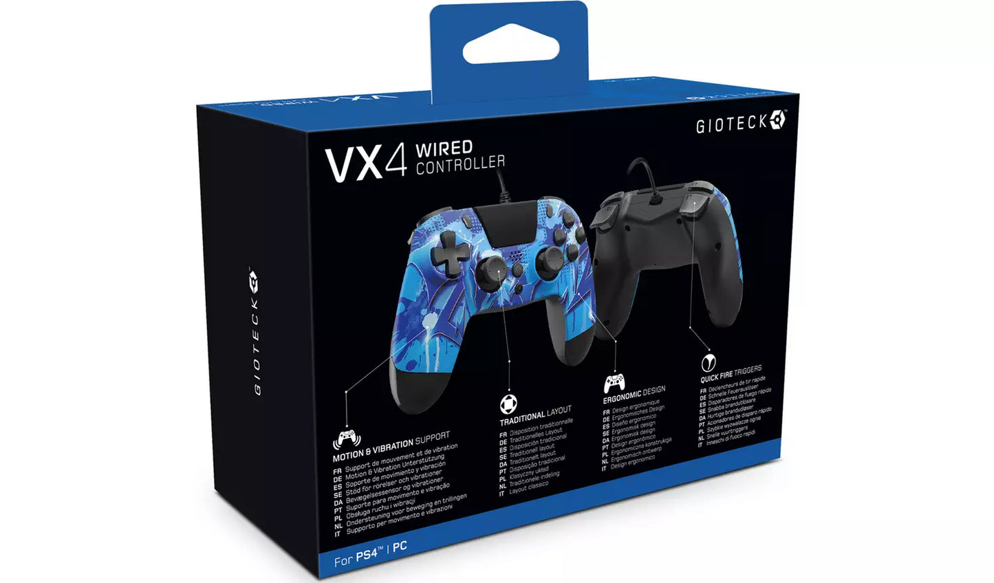 Gioteck VX4 PS4 Wired Controller - Multicoloured