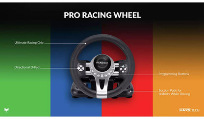 Maxx Tech Pro Racing Wheel Kit For PC, Xbox, PS4 & Switch