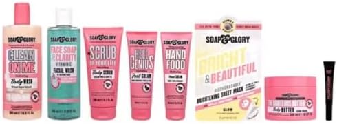 Soap & Glory Gift Set, Bath and Body Collection with Face Mask, Hand Cream, Foot Cream, Body Butter, Body Polish, Body Wash, Lip Gloss, Wash Bag - Christmas Gift Set