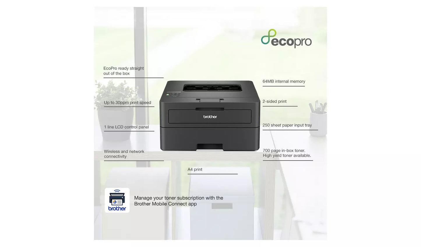 Brother HL-L2400DWE EcoPro Ready Mono Laser Printer