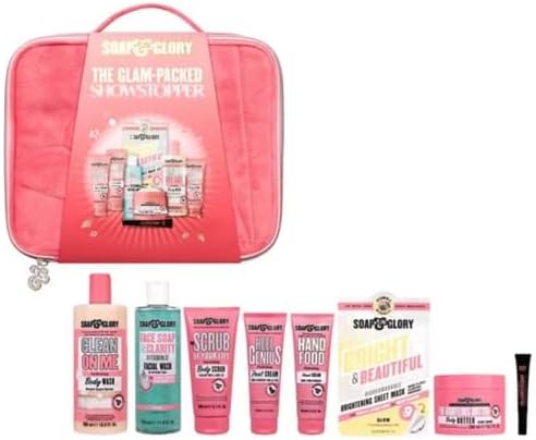 Soap & Glory Gift Set, Bath and Body Collection with Face Mask, Hand Cream, Foot Cream, Body Butter, Body Polish, Body Wash, Lip Gloss, Wash Bag - Christmas Gift Set
