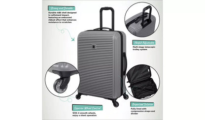 IT Luggage Shutter 3pc 8 Wheel Suitcase Set - Storm Front