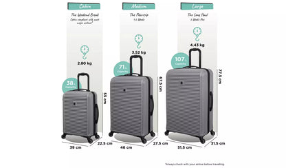 IT Luggage Shutter 3pc 8 Wheel Suitcase Set - Storm Front