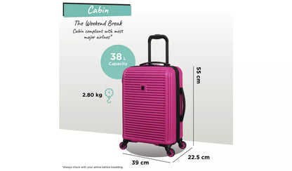 IT Luggage Shutter 3pc 8 Wheel Hard Suitcase Set - Pink