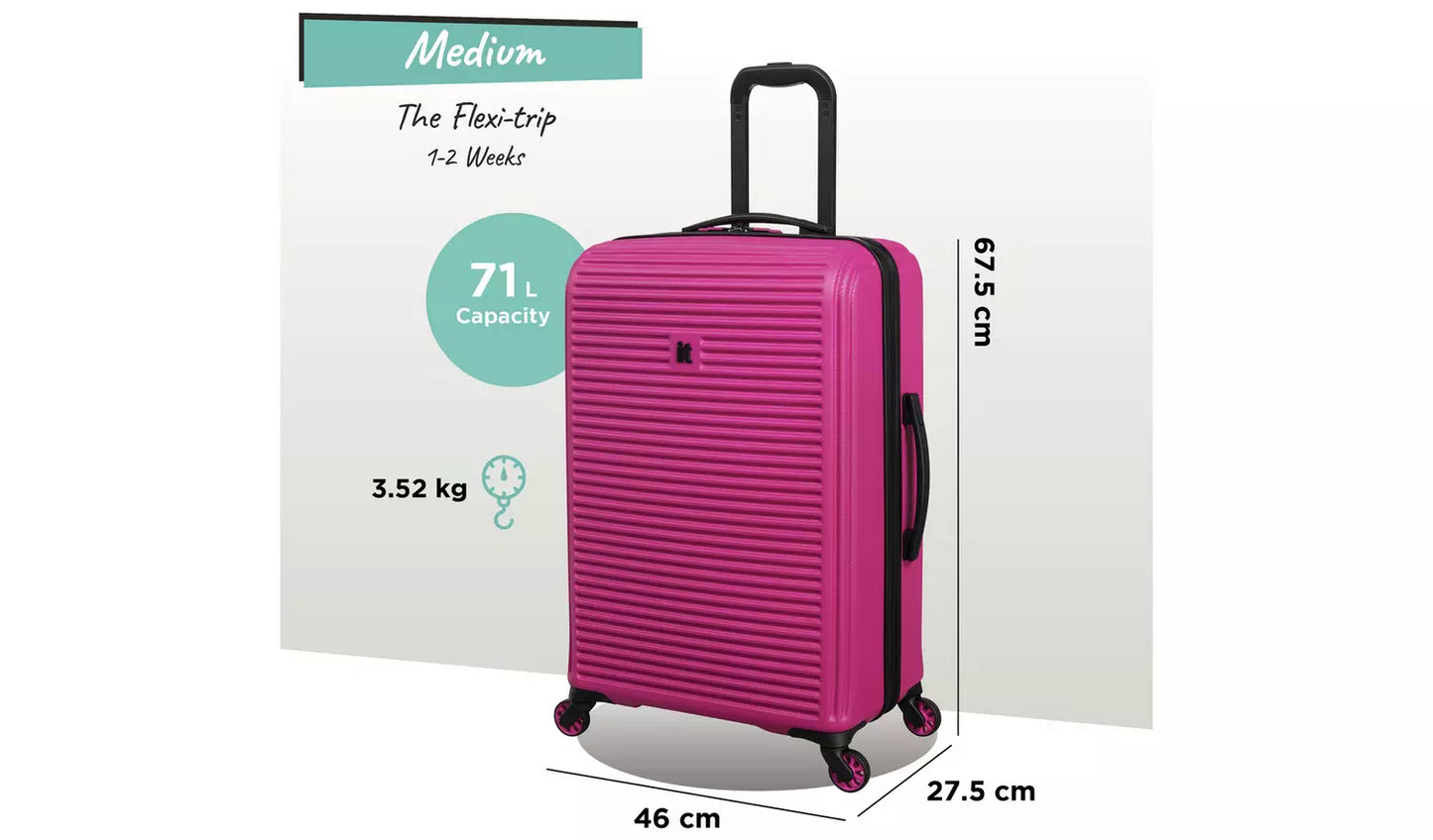 IT Luggage Shutter 3pc 8 Wheel Hard Suitcase Set - Pink