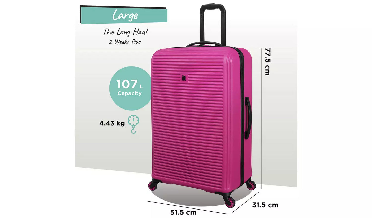IT Luggage Shutter 3pc 8 Wheel Hard Suitcase Set - Pink