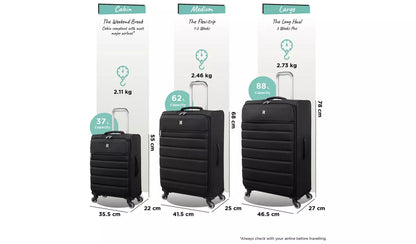 IT Luggage Striving 3pc 8 Wheel Suitcase Set - Black