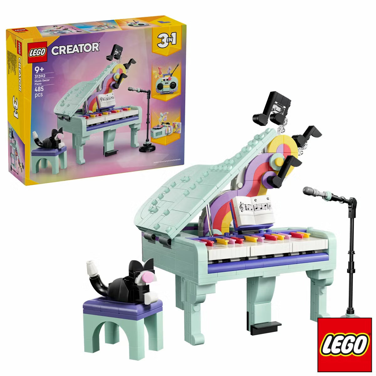 LEGO Creator 3-in-1 Music Decor Piano with Cat - Model 31392 (9+ Years)