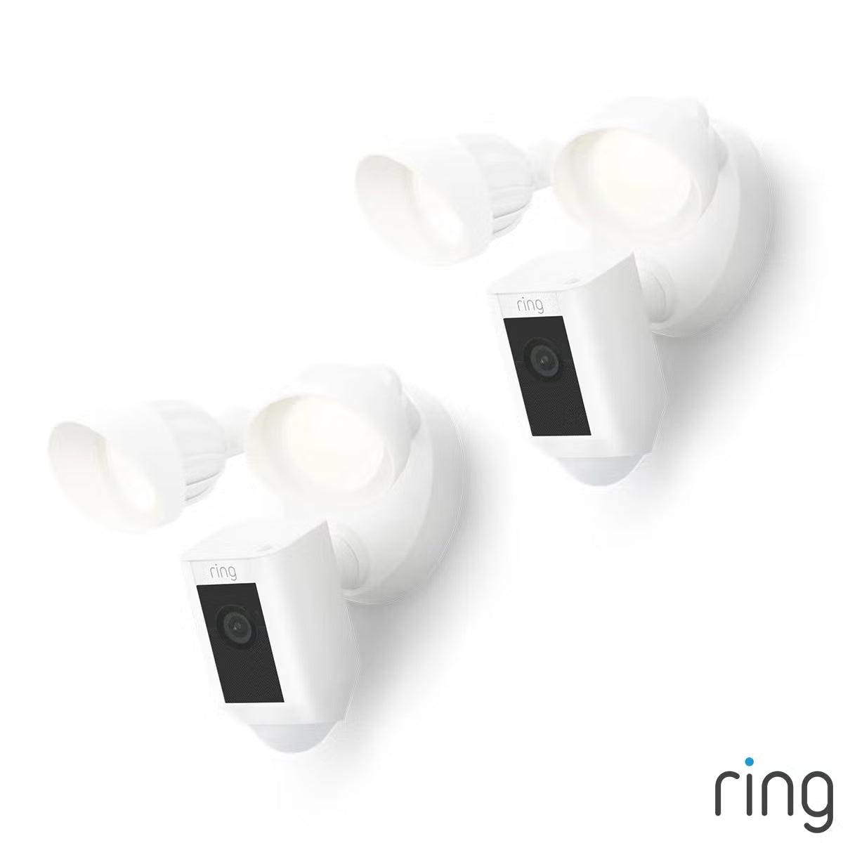 Ring Floodlight Cam (2nd Gen) - Wired - White Security Camera - Retinal 2K - 2 Pack