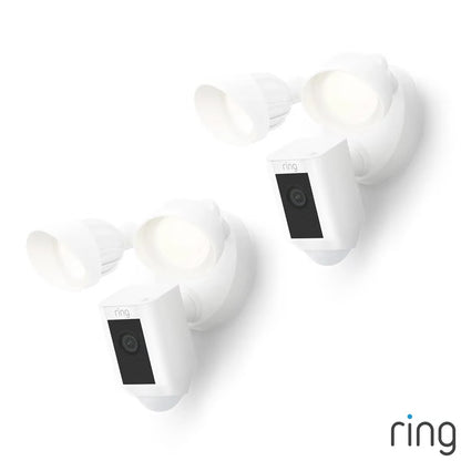 Ring Floodlight Cam (2nd Gen) - Wired - White Security Camera - Retinal 2K - 2 Pack