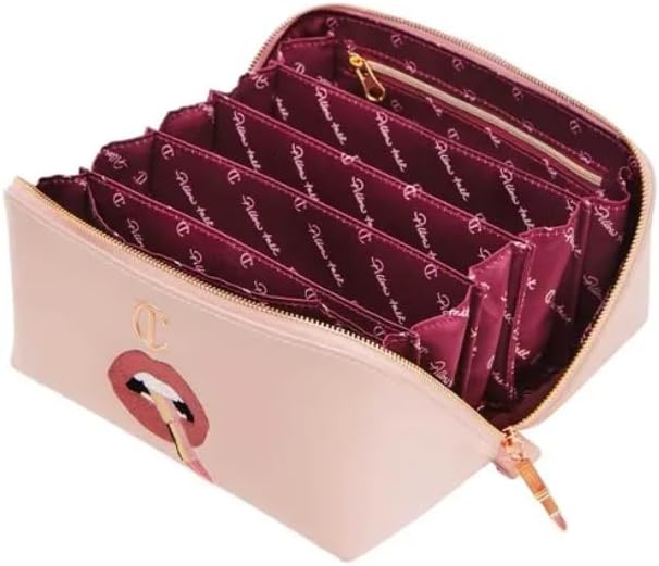 Charlotte Tilbury Pillow Talk Makeup Bag - Multi-Magic, Travel Cosmetic Bag in Pillow Talk Pink - Iconic Lip Print Design with Rose Gold Zip