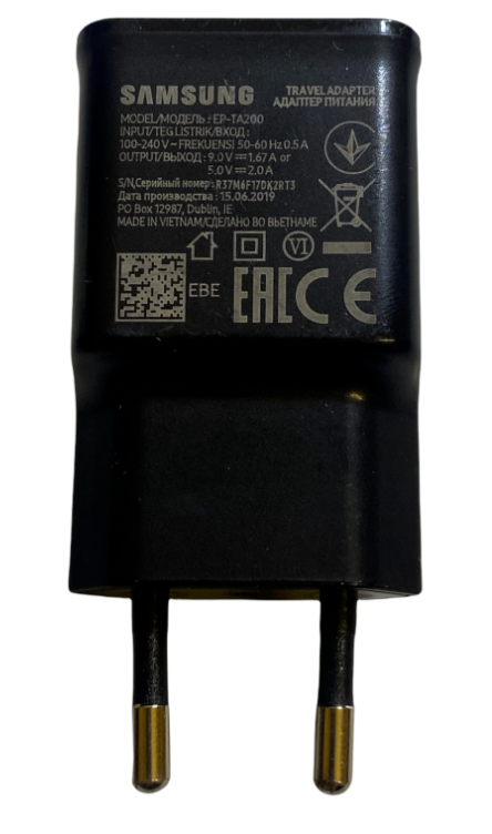 Genuine Samsung EP-TA20EBE - EU 2 Pin Black USB Charger Travel Adapter
