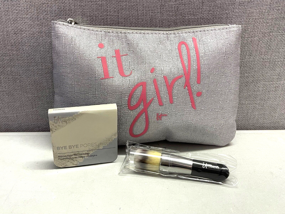 IT Cosmetics Heavenly Luxe Angled Radiance Make Up Brush /Bag /  FINISH POWDER
