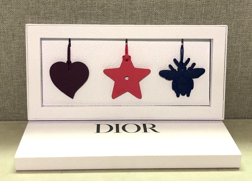 Authentic Dior 3 Exclusives Leather Bag Charm's  3pic  In Box