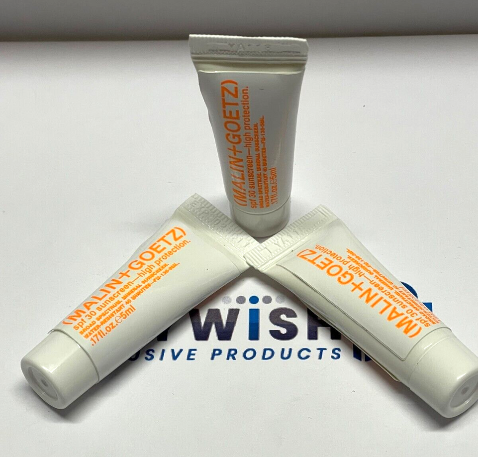 MALIN + GOETZ  SPF 30 High Protection Sunscreen 3 x 5ml /15ml  Exp 01/26 Sealed