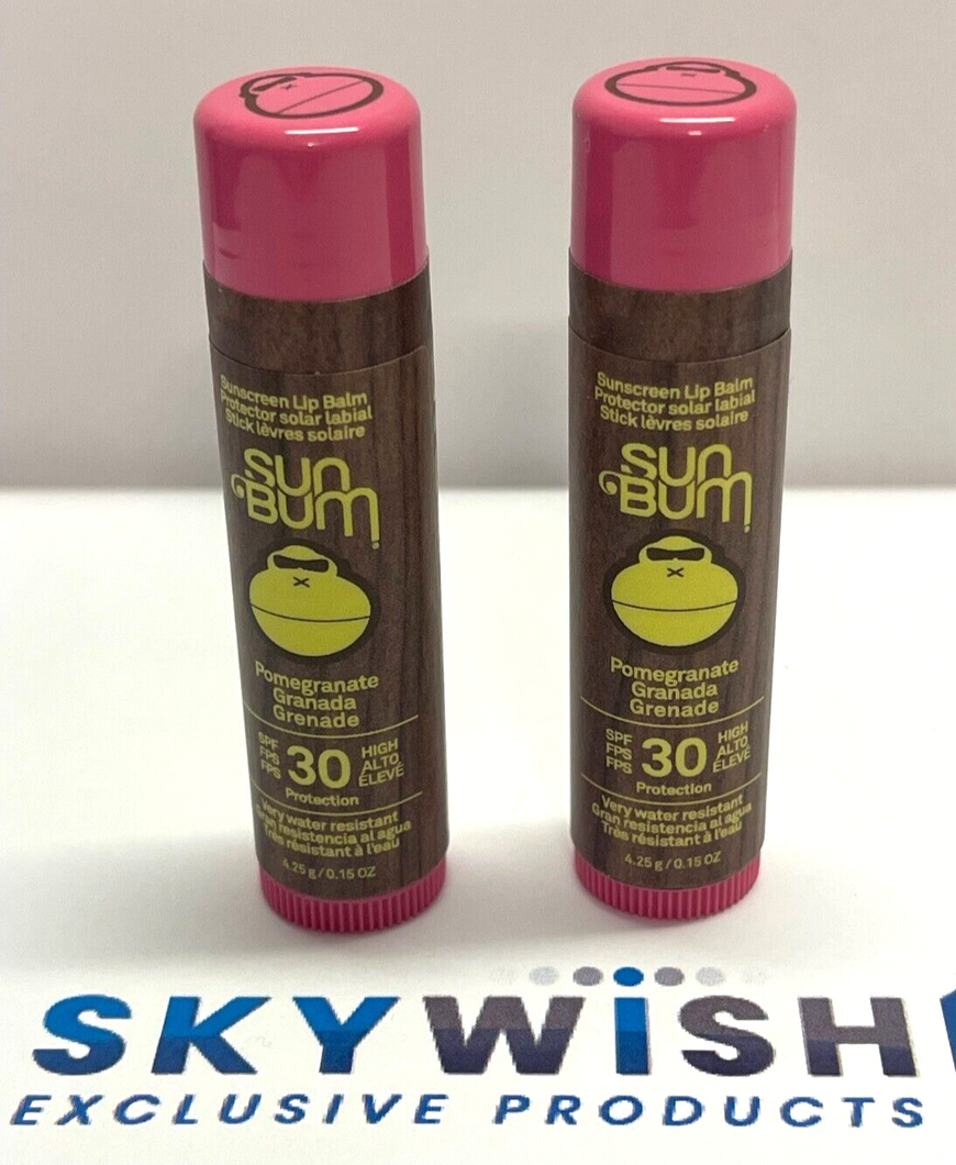 2x Sun Bum Original SPF 30 Sunscreen Lip Balm - Pomegranate - 4.25g