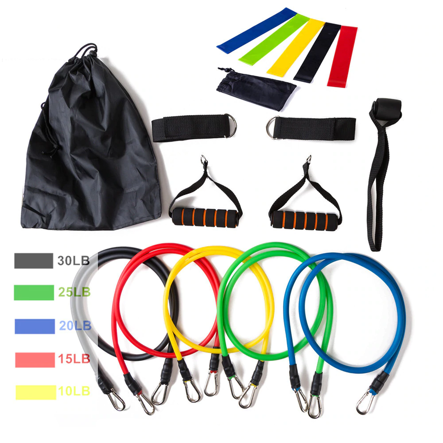 17 Pcs Set Resistance Bands with Door Anchor and Ankle Straps Yoga Fitness