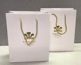 2x CREED GIFT CARRIER BAG MEDIUM SIZE GOLD LOGO 31 X 25 X 12CM