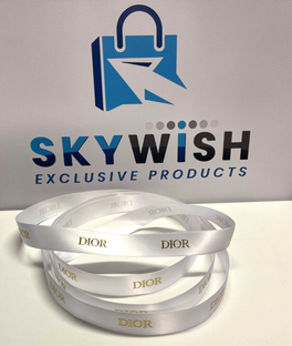 Authentic DIOR Ribbon White Satin w/ Gold logo 2cm Wide x 200cm NEW