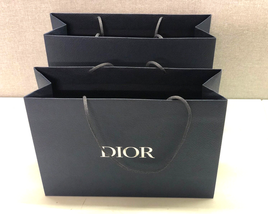 2x Dior Gift Bag Navy with Silver  Logo 35cm x 26cm x 12cm