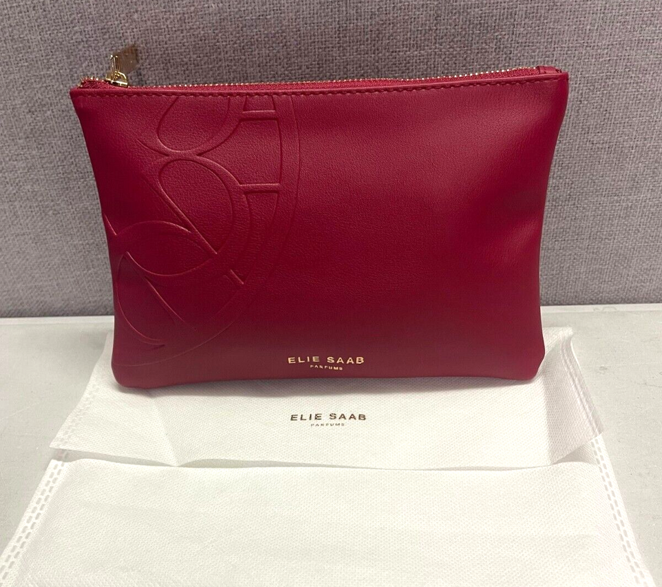 Elie Saab Parfum red Faux Leather Makeup Bag Cosmetics Bag
