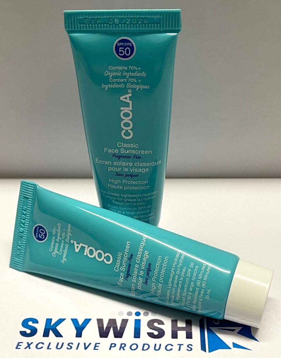 2XCoola Classic Face Sunscreen SPF50 25mlX2=50ML Travel Size New/ Exp. 06/2026