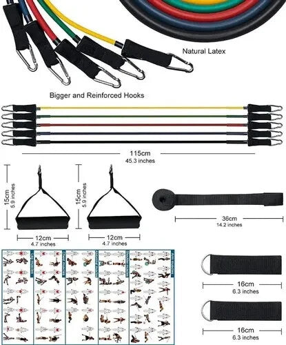 Resistance Bands Exercise Fitness Tube Set Yoga Home Training 11PC Set