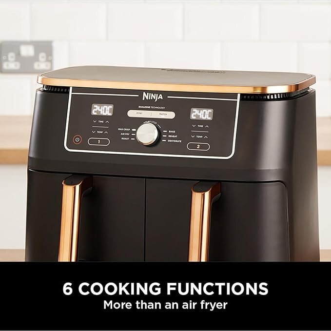 Ninja Foodi MAX 9.5L Dual Zone Air Fryer - AF400UK Copper/ Black