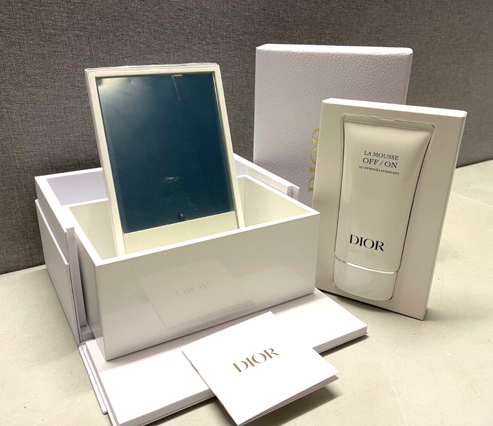 Christian Dior Beautiful White Lacquered Wooden Box  With Mirror & Cleanser BNIB