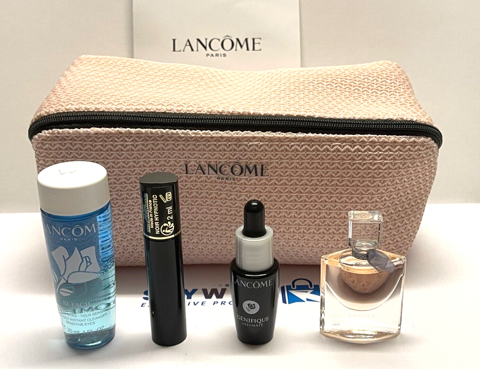 Lancome La Vie Est Belle Eau De Parfum 4ml/ Mascara 2ml /Genifique 7ml  Pink Bag