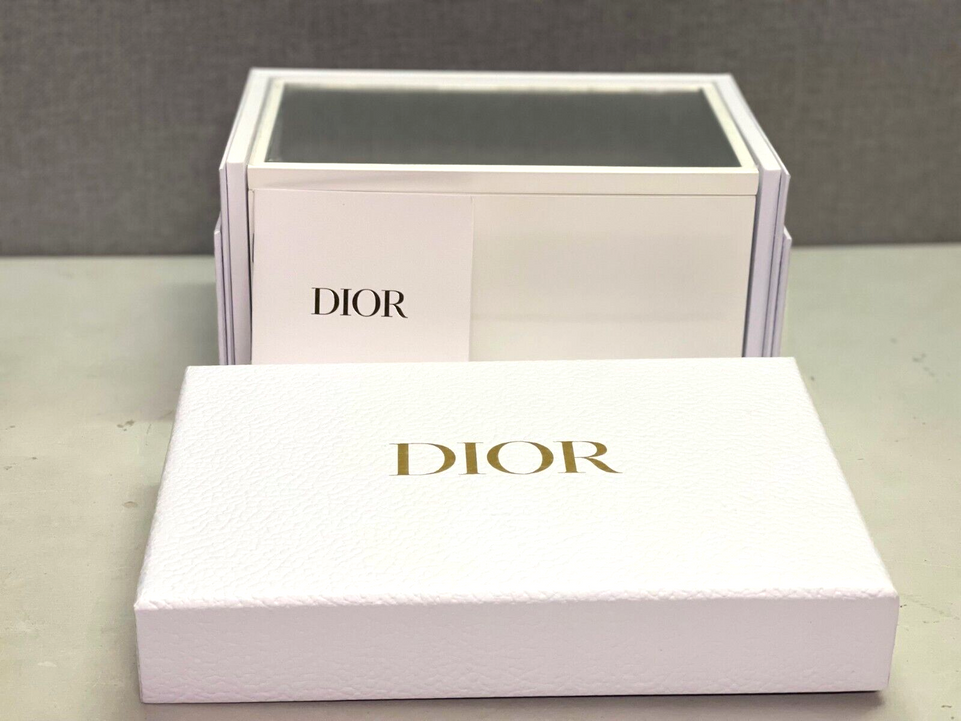 Christian Dior Beautiful White Lacquered Wooden Box  With Mirror & Cleanser