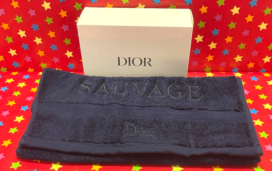 Christian Dior SAUVAGE SERVITTE Towel Dark Navy Blue Cotton 58x30cm