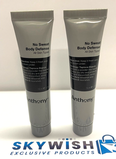 2x Anthony No Sweat Body Defense Talc and Parabens 15ml
