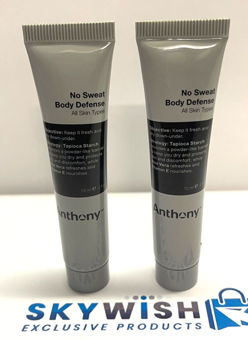 2x Anthony No Sweat Body Defense Talc and Parabens 15ml