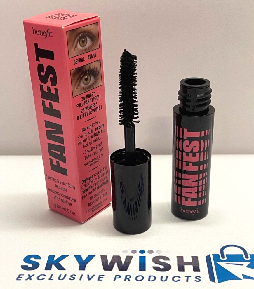 Benefit Fan Fest Fanning & Volumizing Mascara in Hyper Black 3g Travel Size New