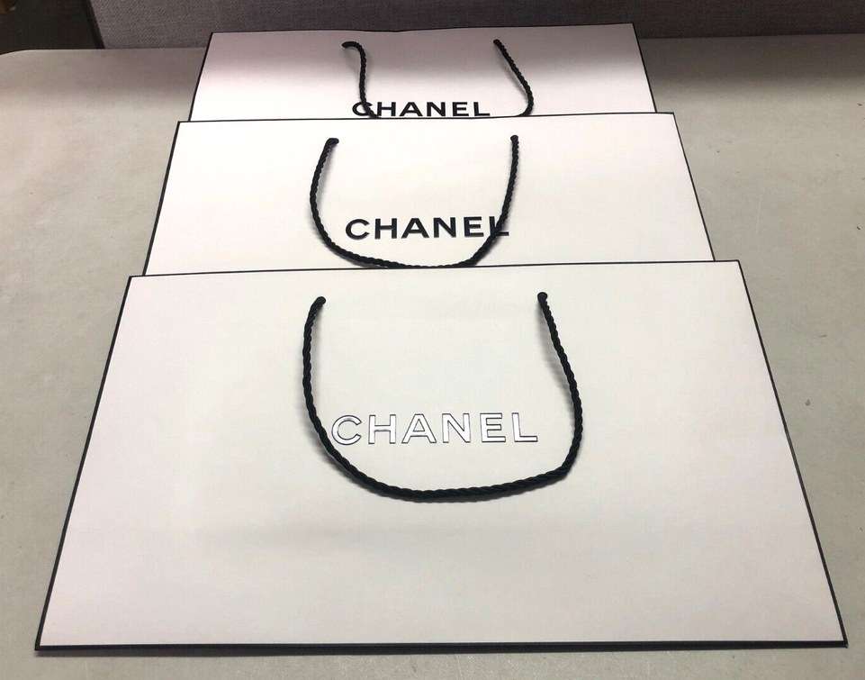 3x New Genuine CHANEL Paper GIFT BAG  34x20x10cm
