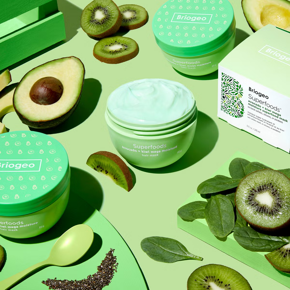 BRIOGEO BE GENTLE, BE KIND AVOCADO + KIWI MEGA MOISTURE SUPERFOOD HAIR MASK,59ML