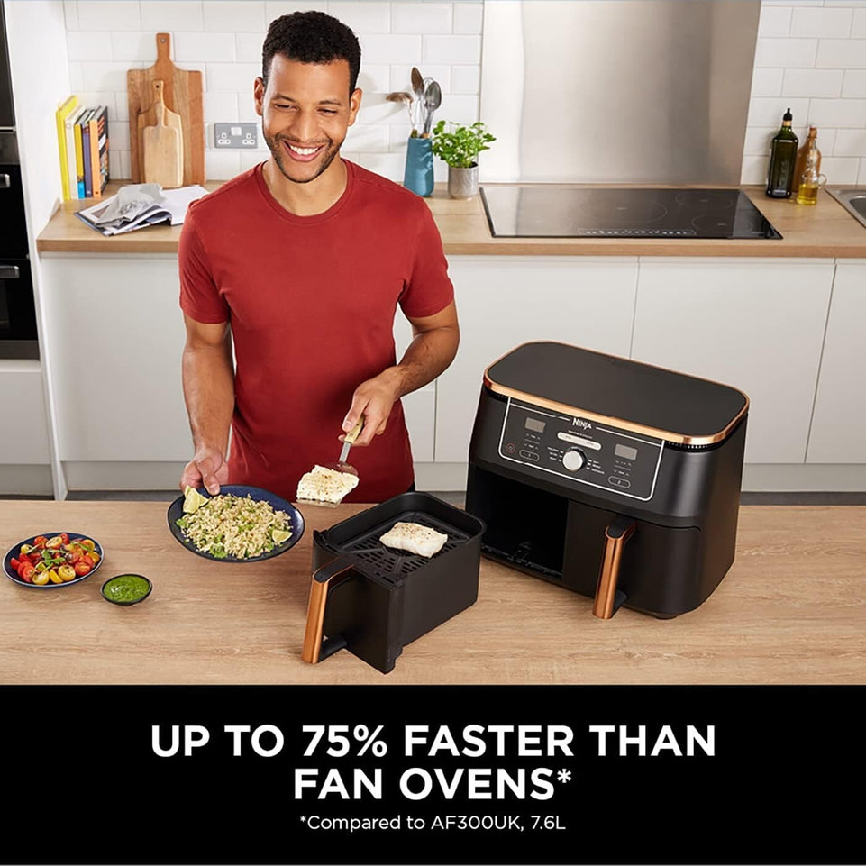 Ninja Foodi MAX 9.5L Dual Zone Air Fryer - AF400UK Copper/ Black