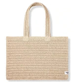 Burberry Goddess Crocheted Open Weave Natural Paper Straw Tote  Shoulder Bag