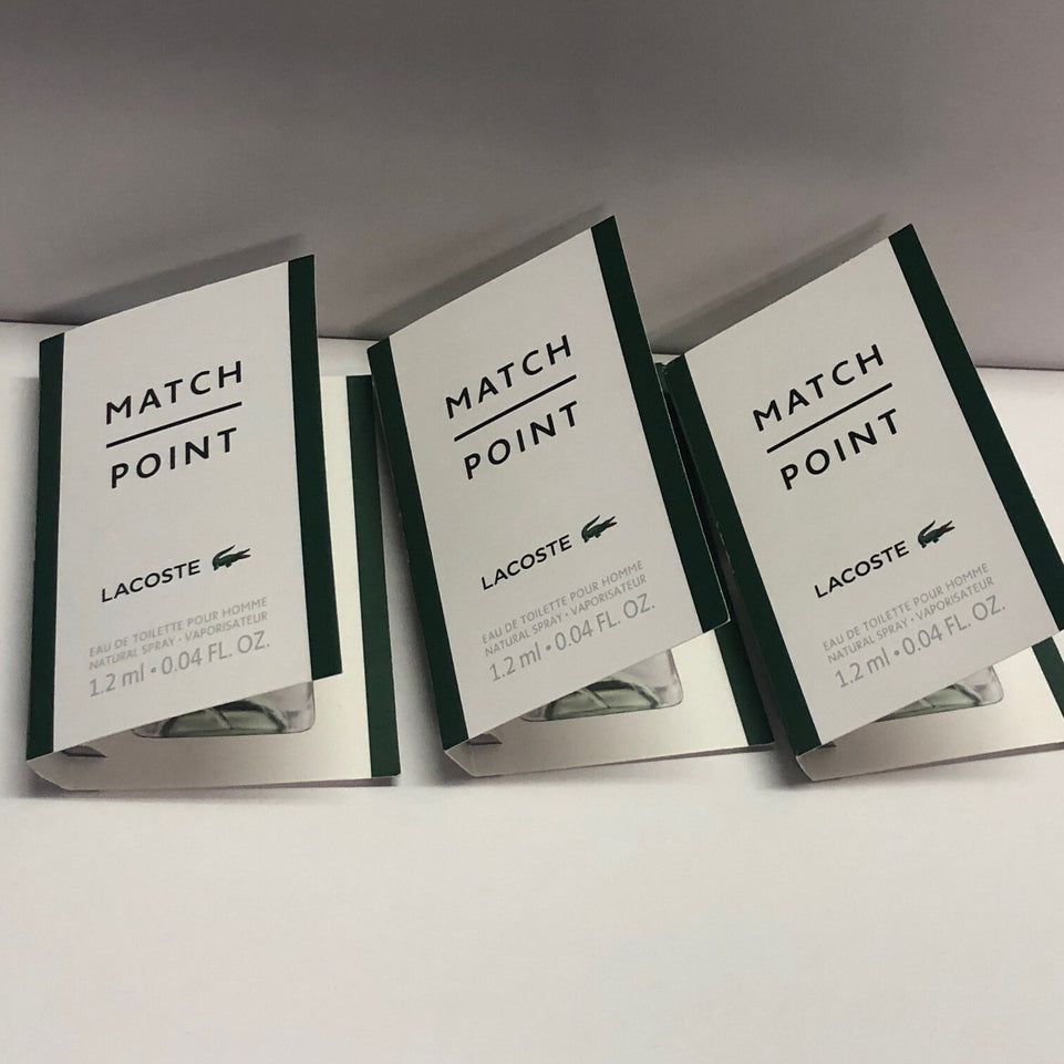 3x Lacoste Match Point Eau De Toilette Pour Homme 1.2ml Sample