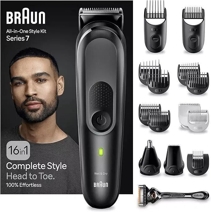 Braun All-in-One Style Kit Series 7 MGK7470, Beard Trimmer Men Rechargeable,16-1