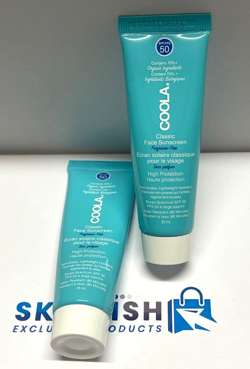 2XCoola Classic Face Sunscreen SPF50 25mlX2=50ML Travel Size New/ Exp. 06/2026