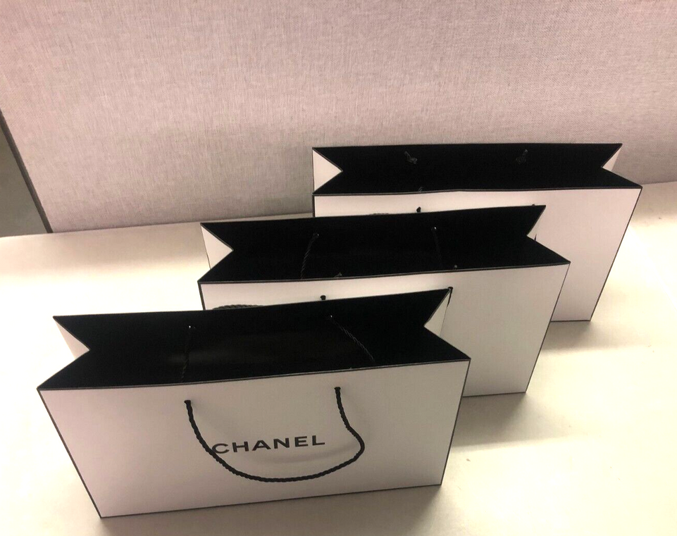 3x New Genuine CHANEL Paper GIFT BAG  34x20x10cm