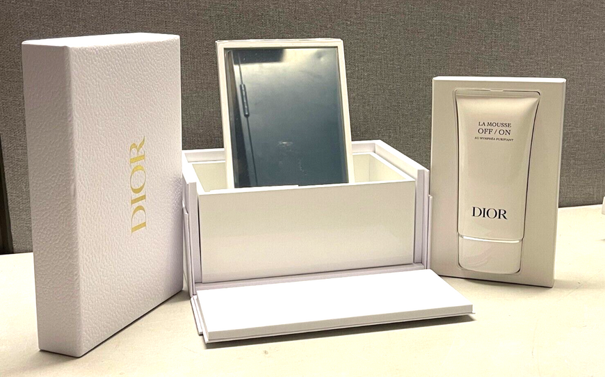 Christian Dior Beautiful White Lacquered Wooden Box  With Mirror & Cleanser BNIB