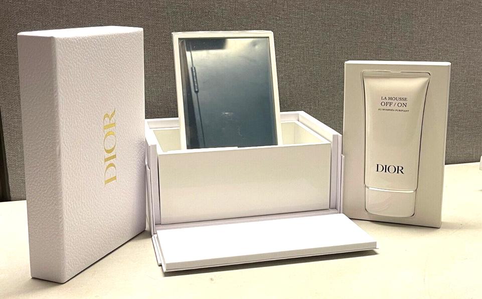 Christian Dior Beautiful White Lacquered Wooden Box  With Mirror & Cleanser BNIB