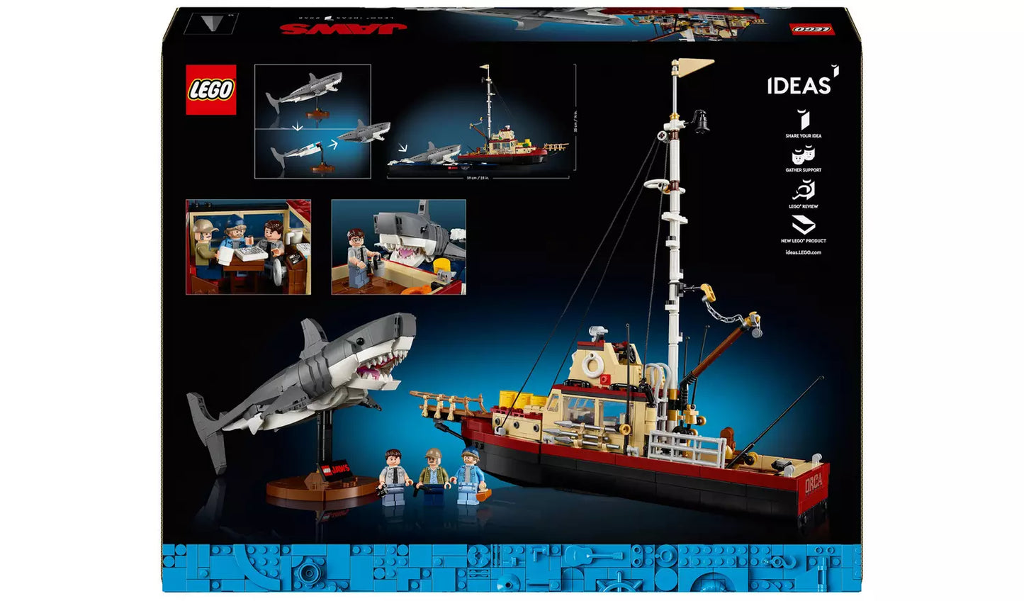 LEGO Ideas Jaws Set for Adults with Model Shark & Boat 21350