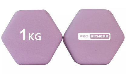 Pro Fitness Neoprene Dumbbells - 2 x 1kg