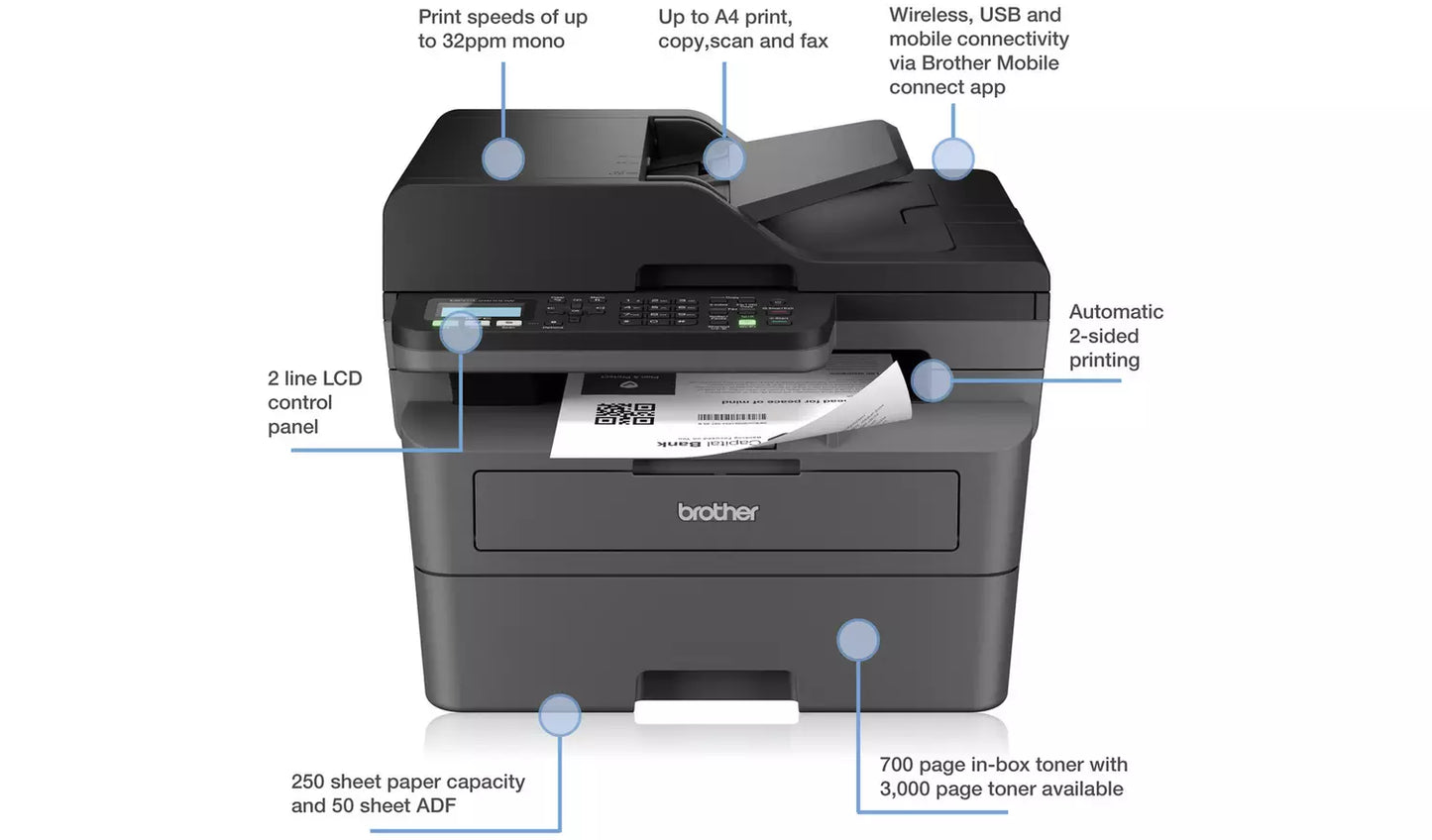 Brother MFC-L2800DW Wireless Mono Laser Printer