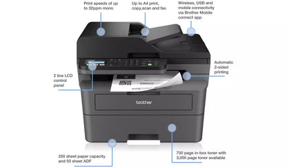 Brother MFC-L2800DW Wireless Mono Laser Printer