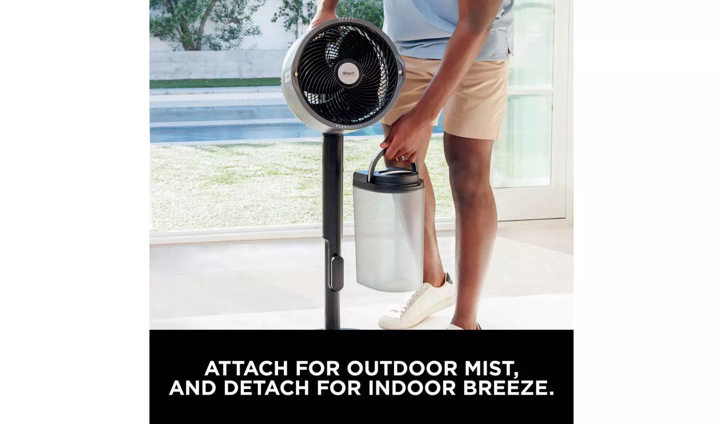 SHARK FlexBreeze Pro Mist Indoor and Outdoor Pedestal Fan